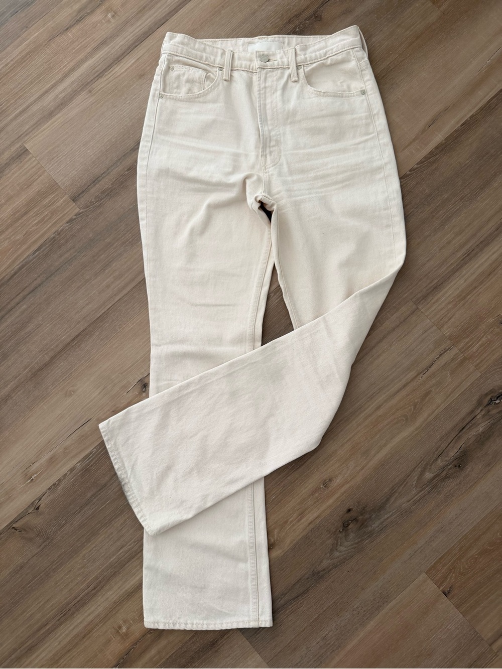 MOTHER Straight Leg Jeans in Off-White